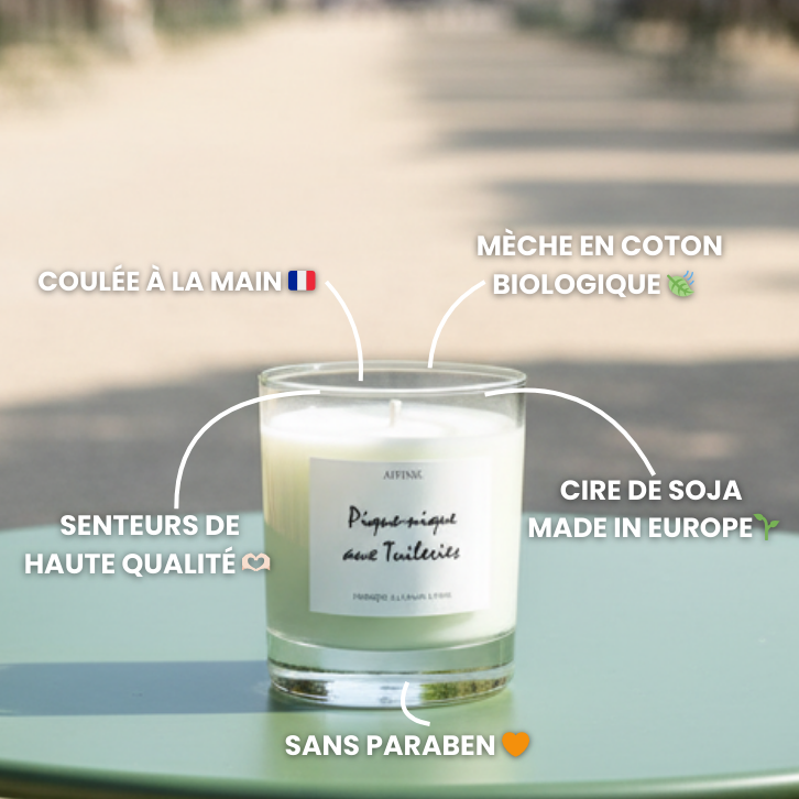 Bougie Pique-Nique aux Tuileries 🌱 Bergamote & Mimosa