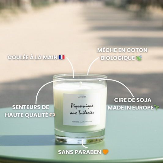Bougie Pique-Nique aux Tuileries 🌱 Bergamote & Mimosa